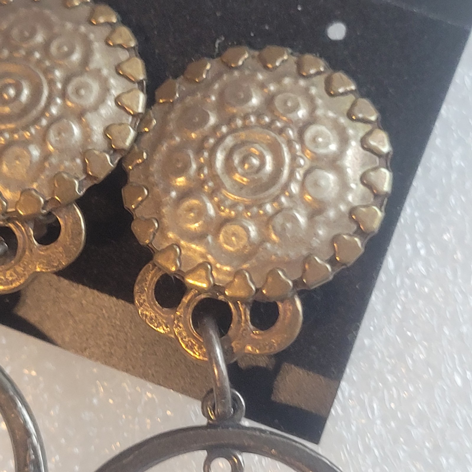 Marjorie Baer MB SF Boho Festival Mixed Metal Big Hoop Dangle Clip On Earring