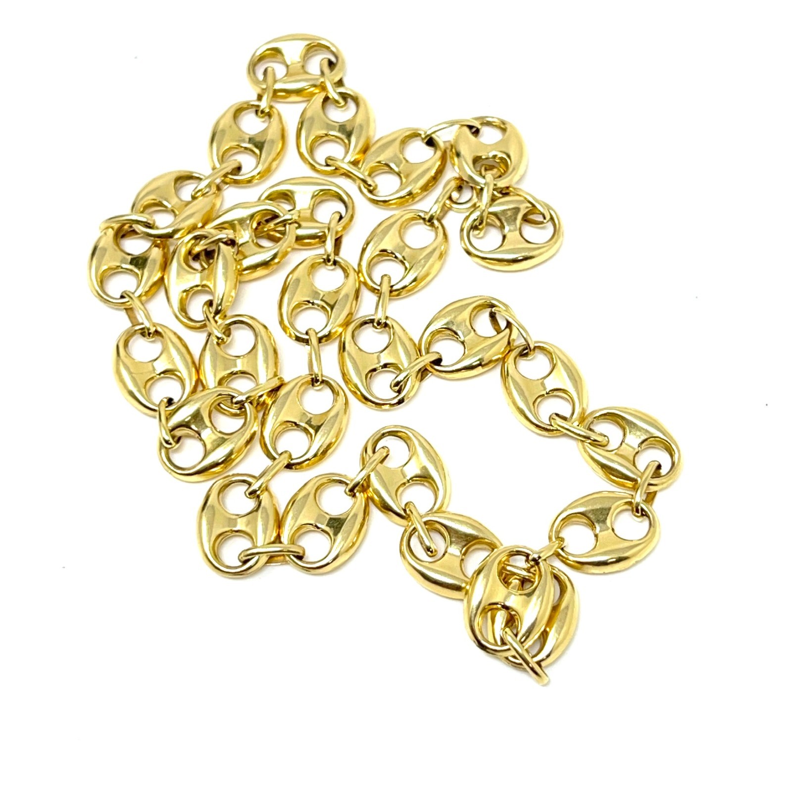 14k Solid Yellow Gold Mariner Puffed Link Necklace 24 Inches – 12.3mm – 29 Grams