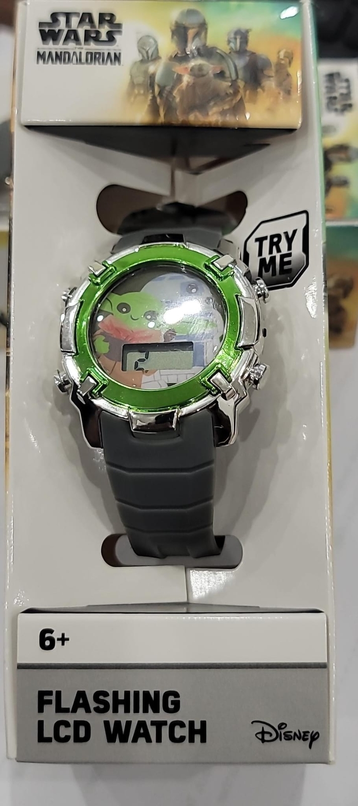 MNL4168WM Mandalorian Kids Flashing Lights LCD Watch with Plastic Strap