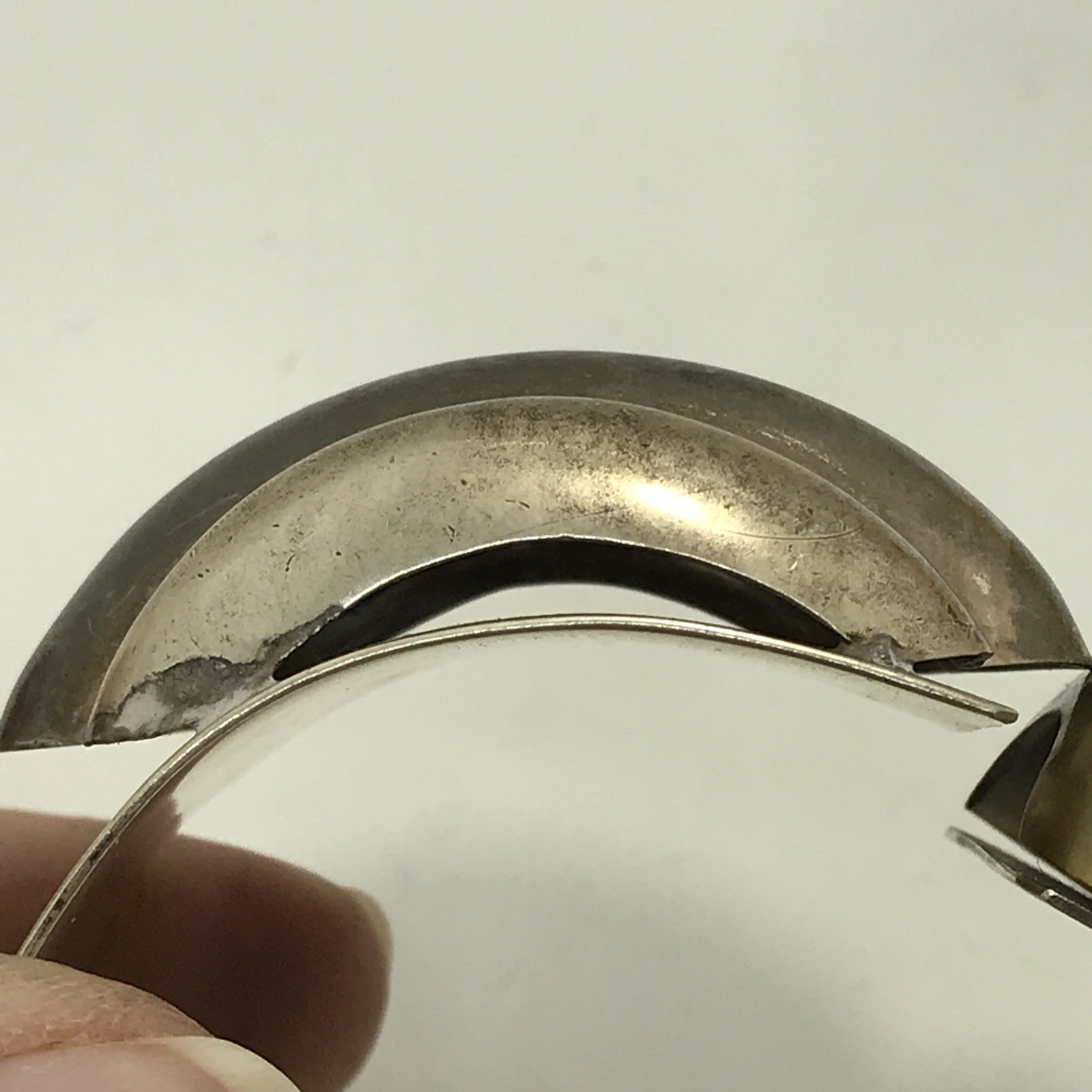 Vintage NVC Mexico 925 Sterling Silver Brass Accent Hinged Bracelet sz 7.25