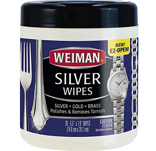Weiman Jewelry Polish Cleaner & Tarnish Remover Wipes For Silver Brass -20 Count