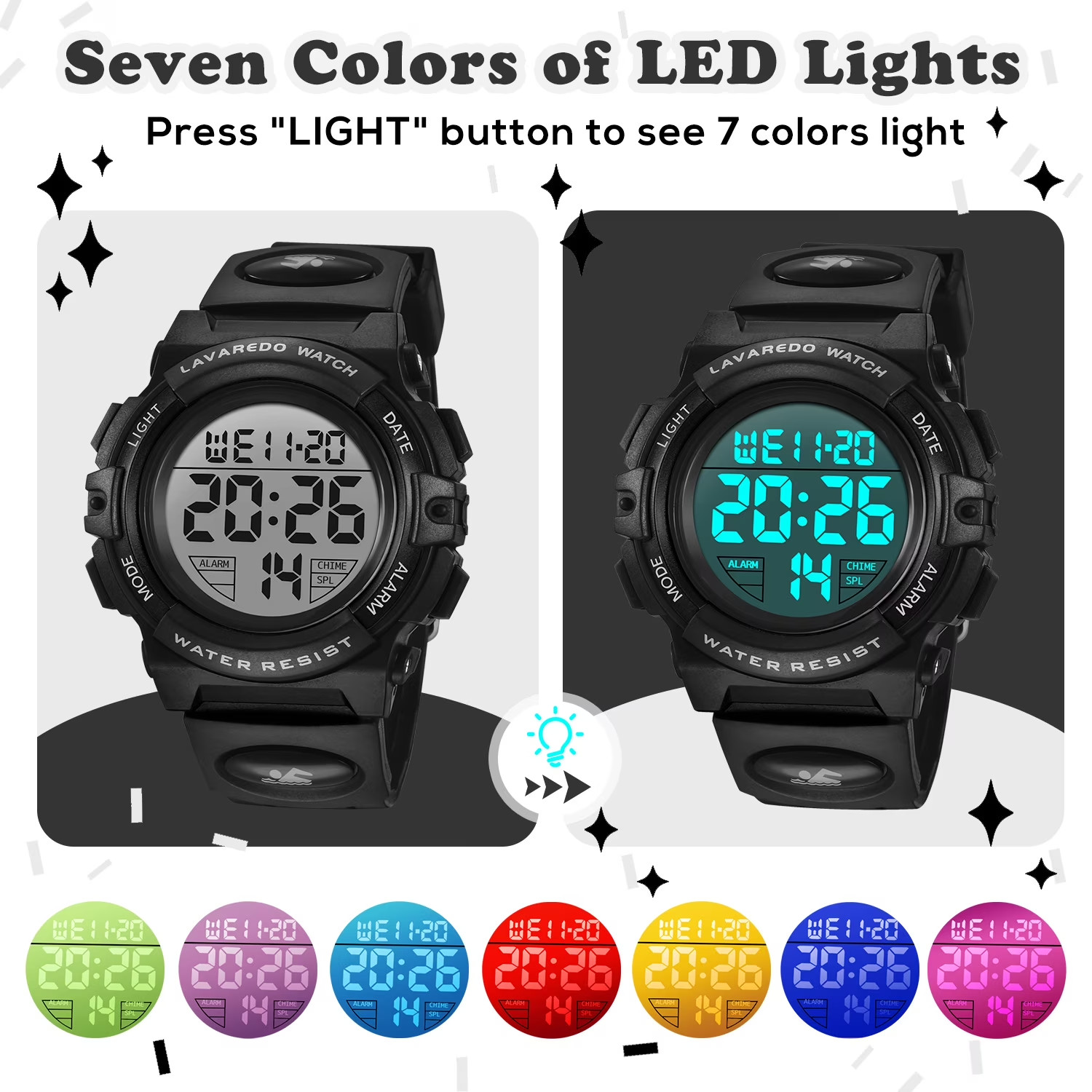Digital Sports Watch for Age 4-15 Waterproof Watches with Alarm Stopwatch Wrist