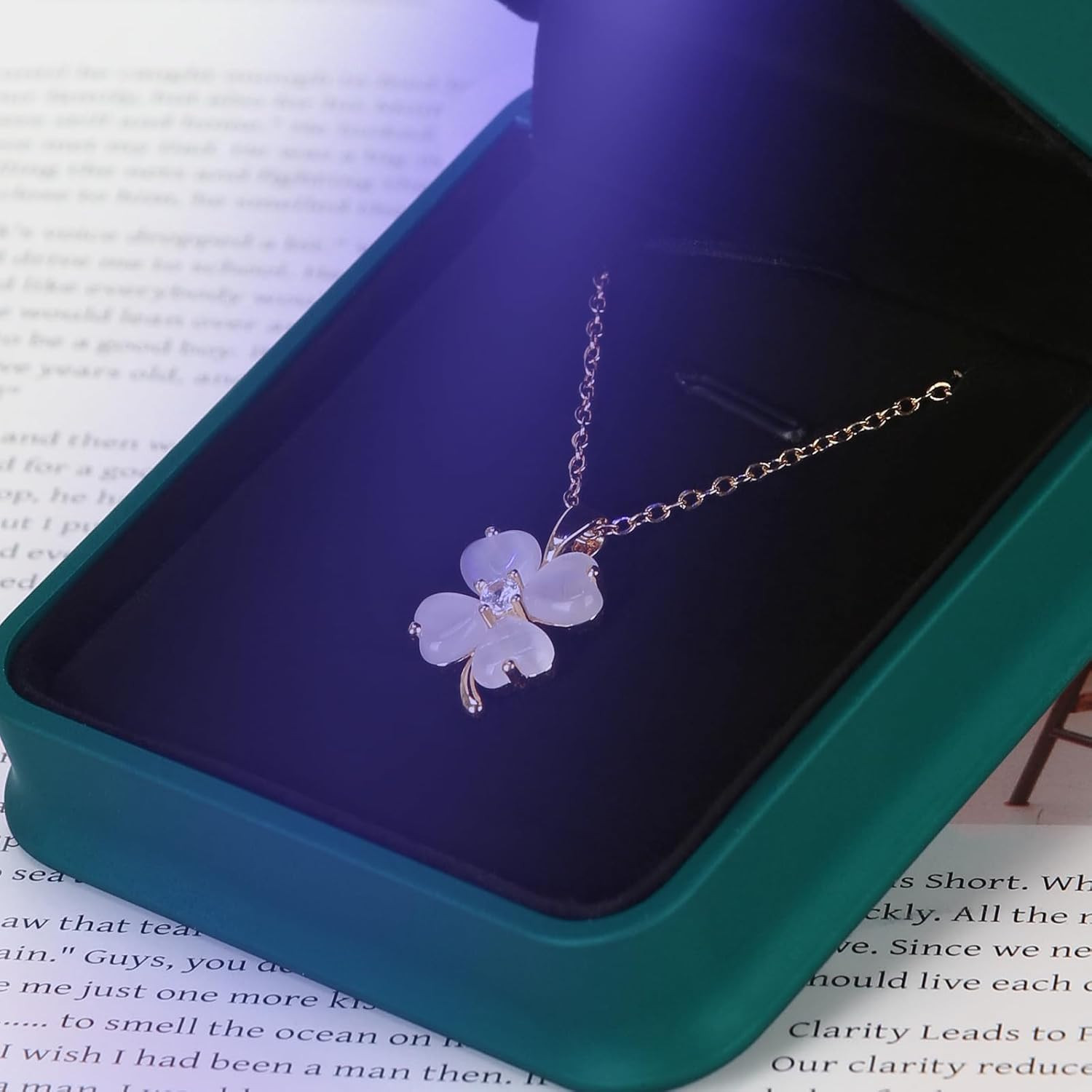 Necklace Pendant Gift Box with LED Light, Premium PU Leather Jewellry Storage