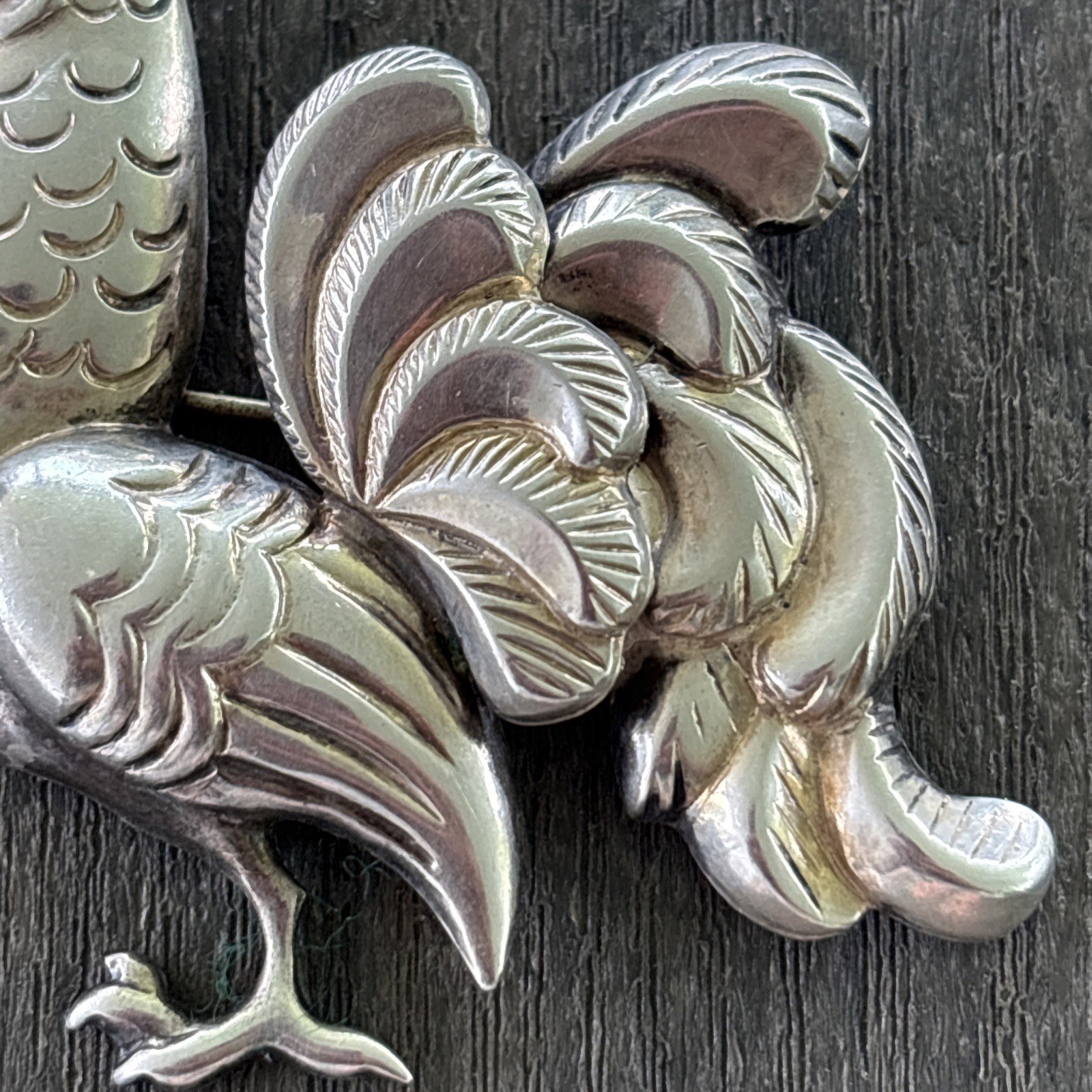 Sterling Silver Large Rooster Pin Brooch Marked Lang 10.6 Grams 2.25” x 2”