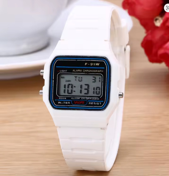 F-91W-1 Men’s 2025 Digital Silver Steel Watch Classic Alarm Light Waterproof
