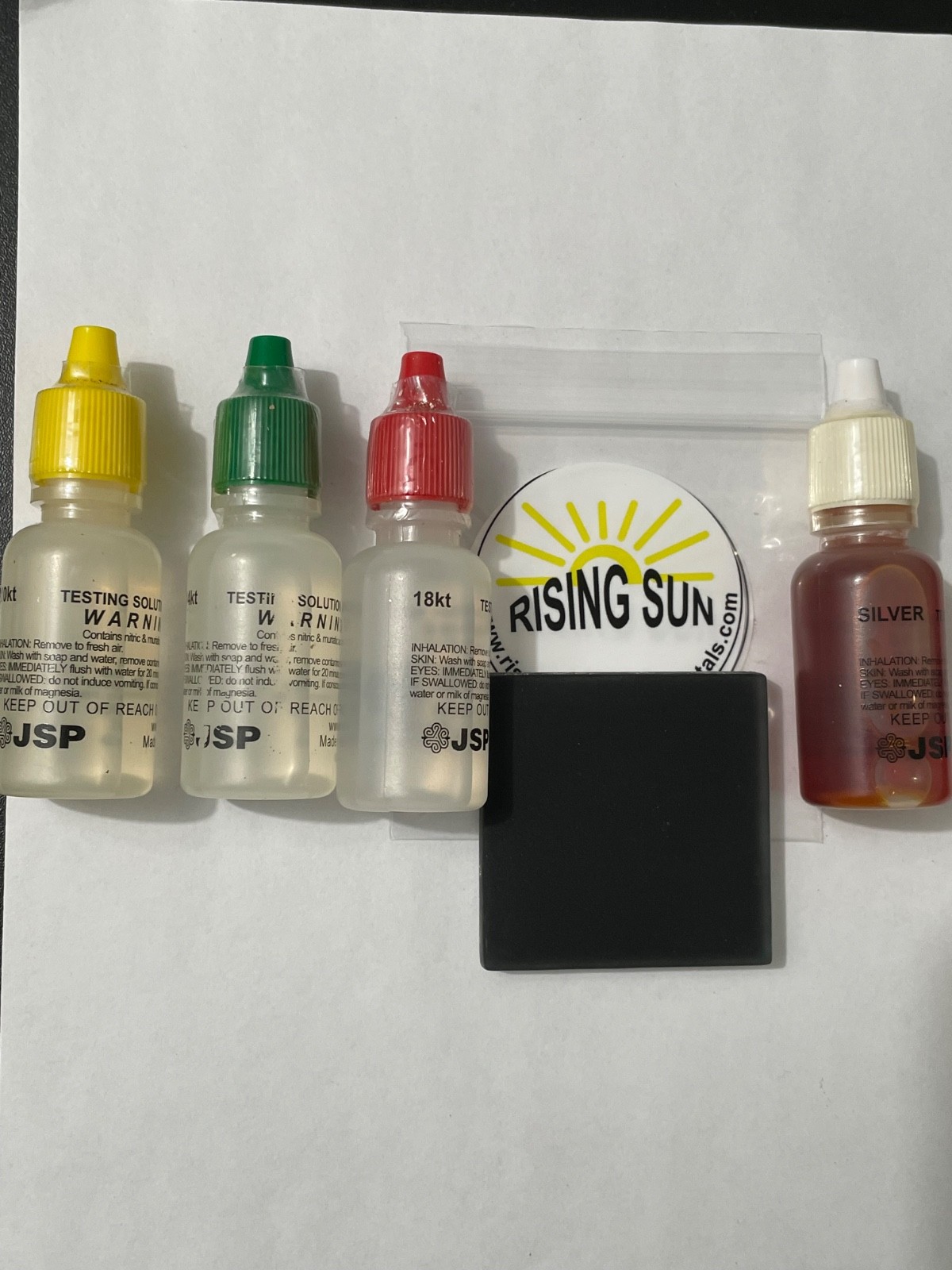 JSP Gold Testing Acid 10K 14K 18K+ Silver Test Kit Scratch stone & Neutralizer
