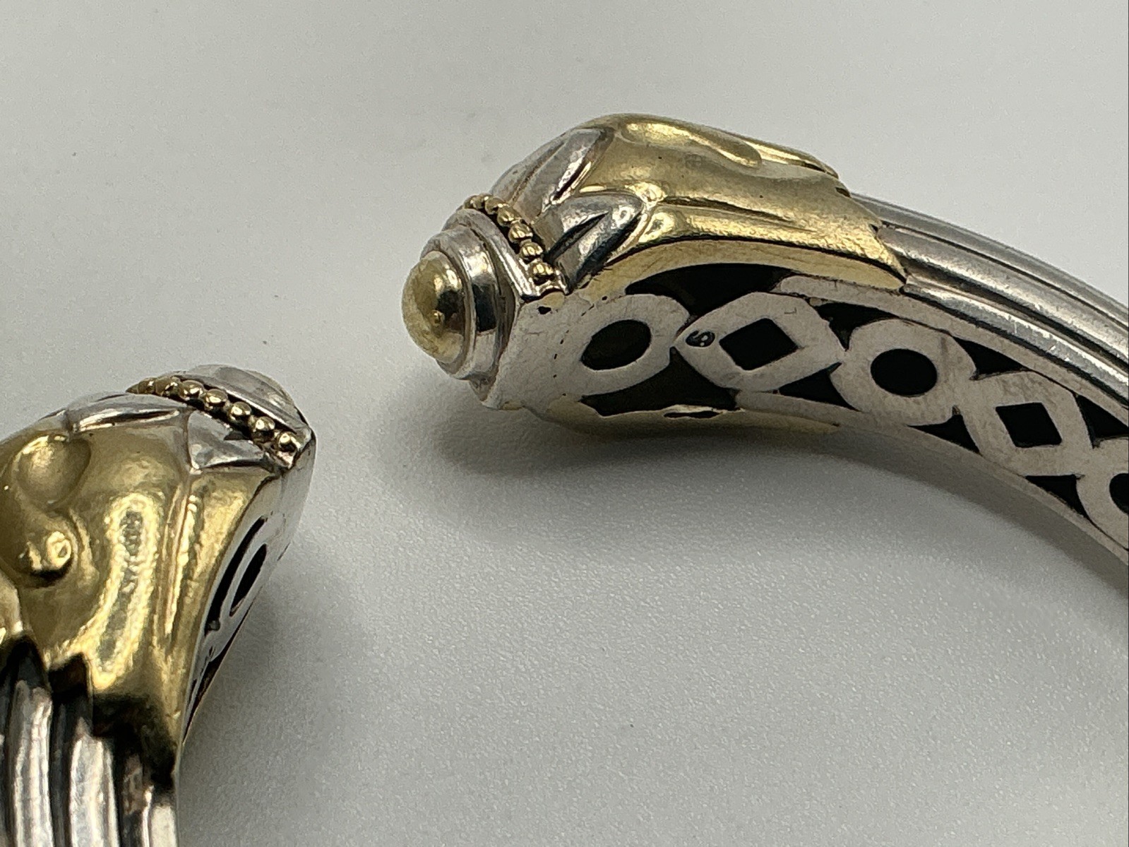 LAGOS CAVIAR Sterling Silver And 18K Gold Hinged Cuff Bracelet 750 And 925