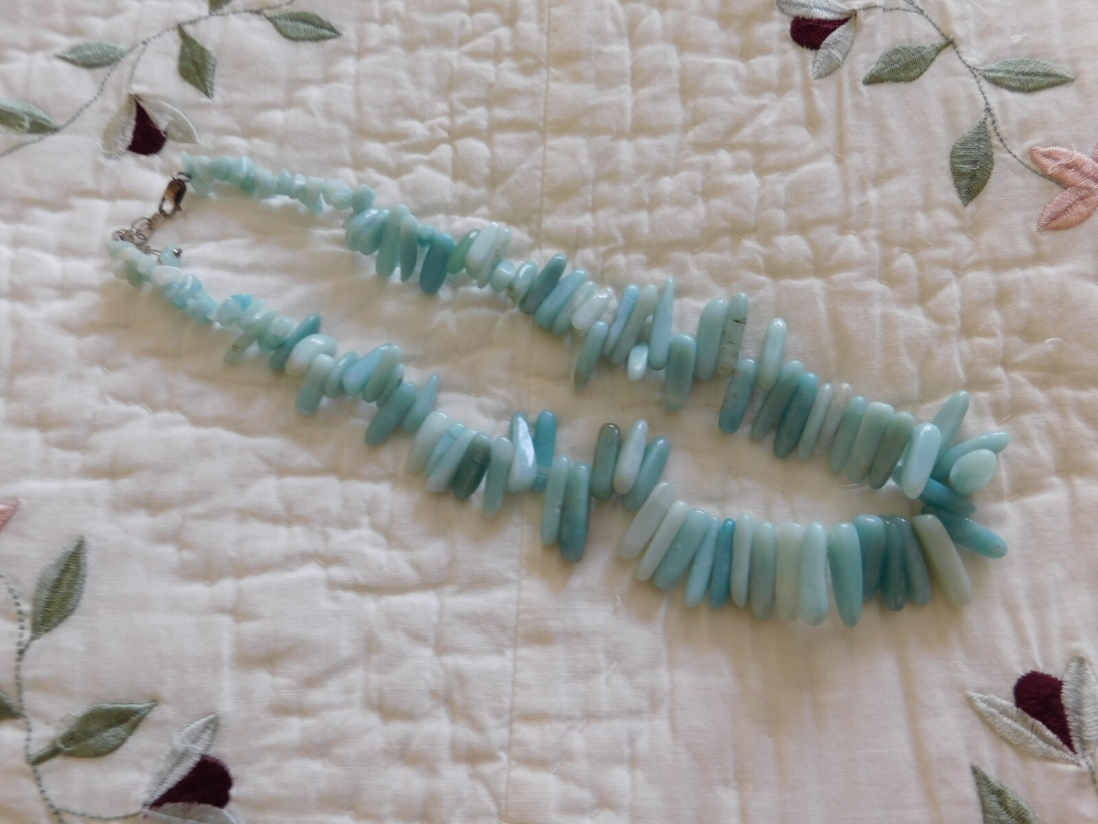 Chunky Boho Blue Teal Pointed Stone Bib Necklace 17” & 2″ Extender 87g
