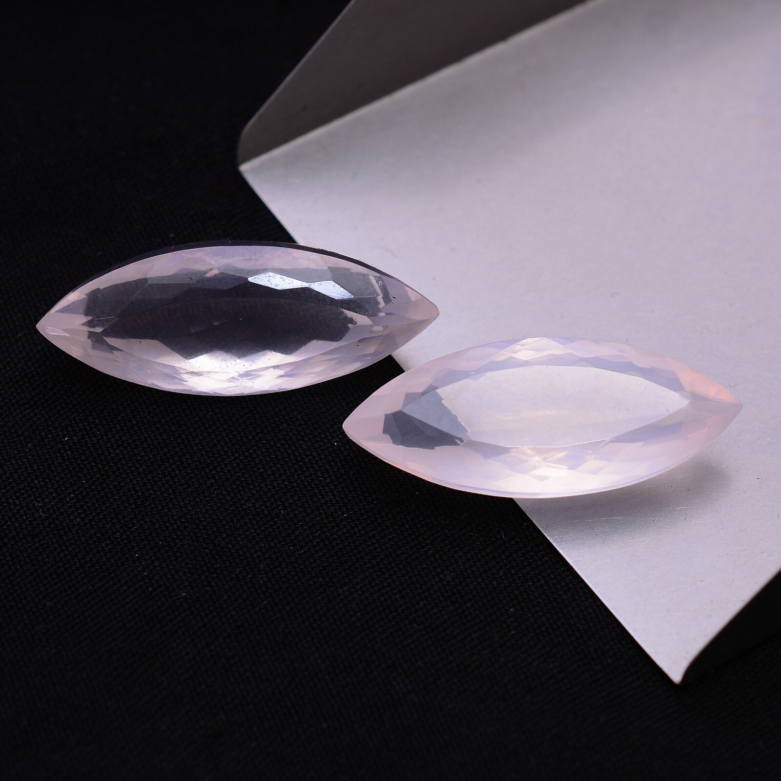 2 Pcs Natural Rose Quartz 27mm-28mm Faceted Cut Top Quality Loose Gemstones Lot