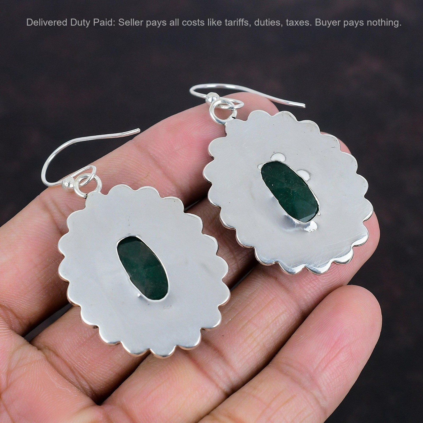 Cyber Monday Deal Zambian Emrald Stone Dangle Earrings Jewelry Sterling Silver