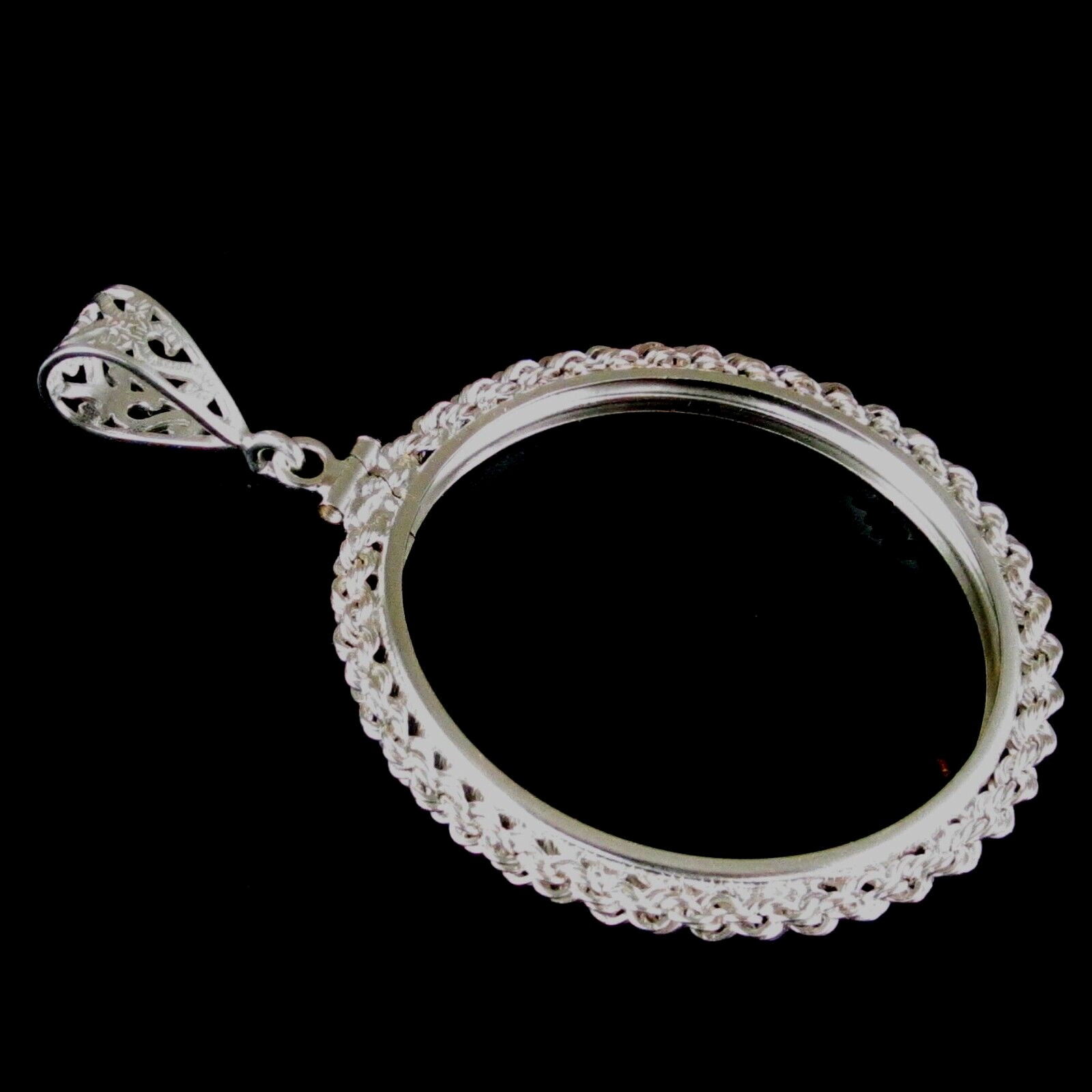 Coin Bezel 1 oz. American Silver Eagle 40.6mm Sterling Silver Rope Large Bail