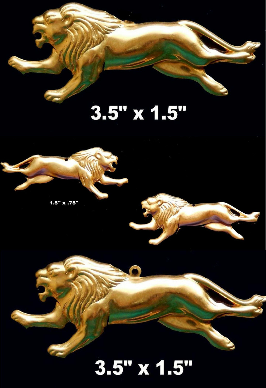 African Lions / Raw Brass Stampings/ XL (1 Pc.) or Small Pair Mirror Image