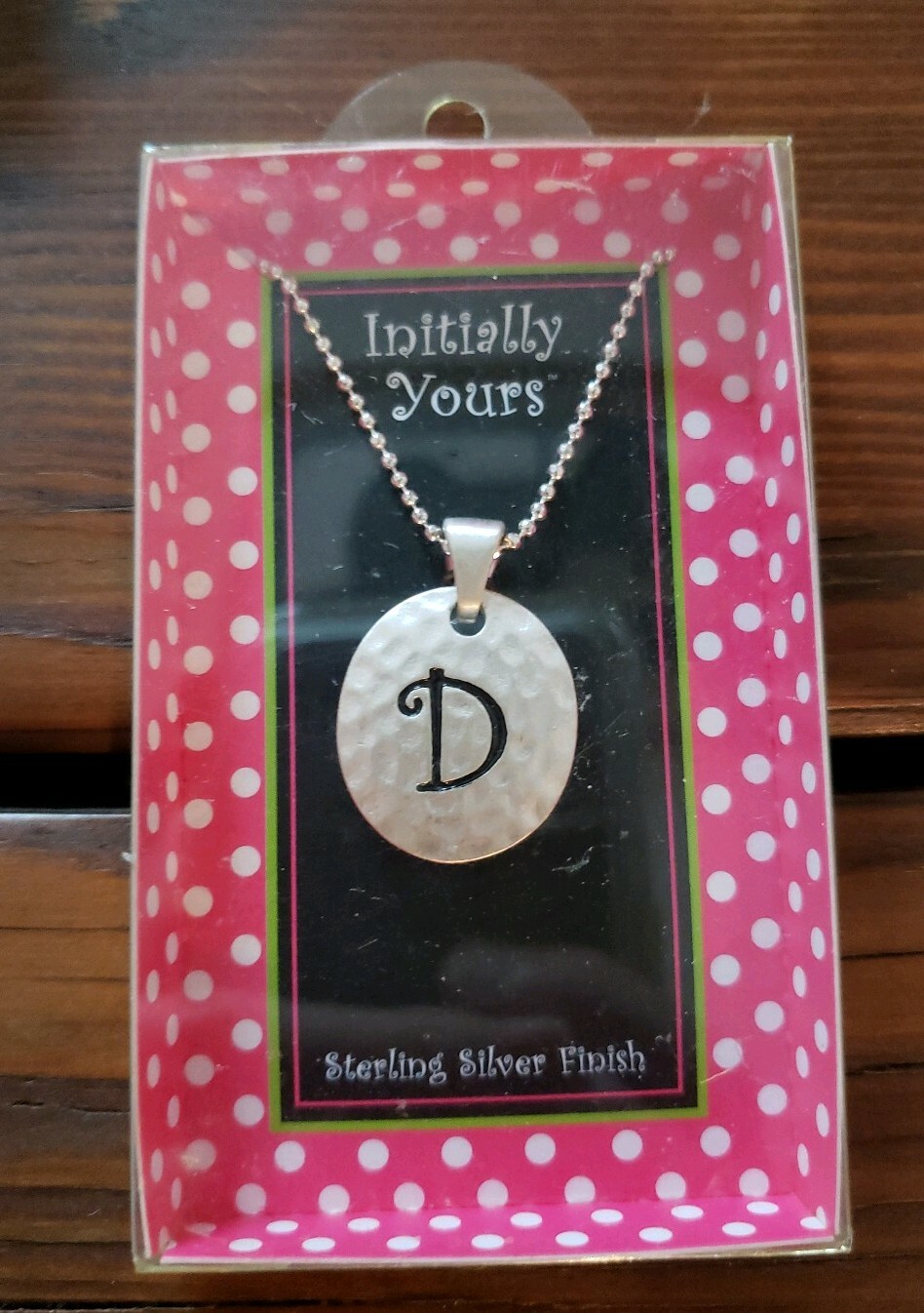 NIB 16″ Sterling Silver Finish INITIALLY YOURS “D” Initial Pendant Necklace 256