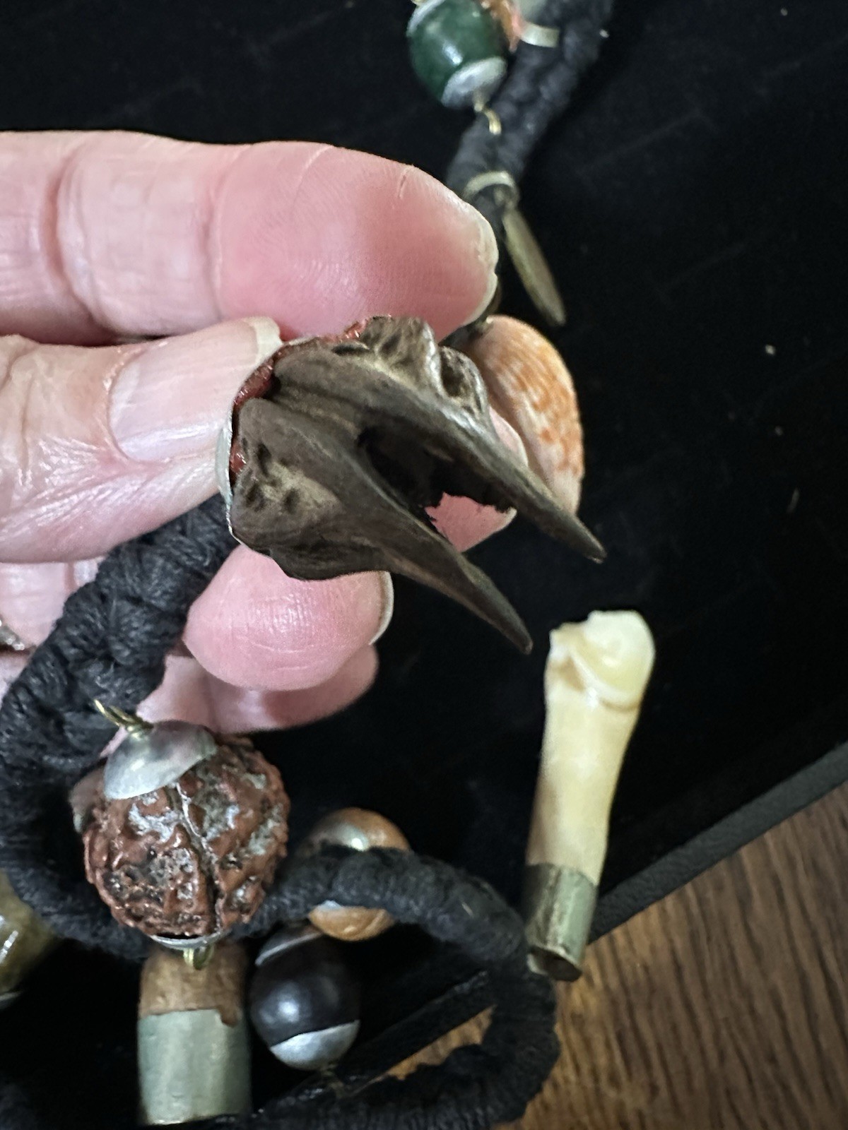 NEPAL or TIBETAN SHAMAN NECKLACE VARIED ITEMS TOOTH ATTACHED