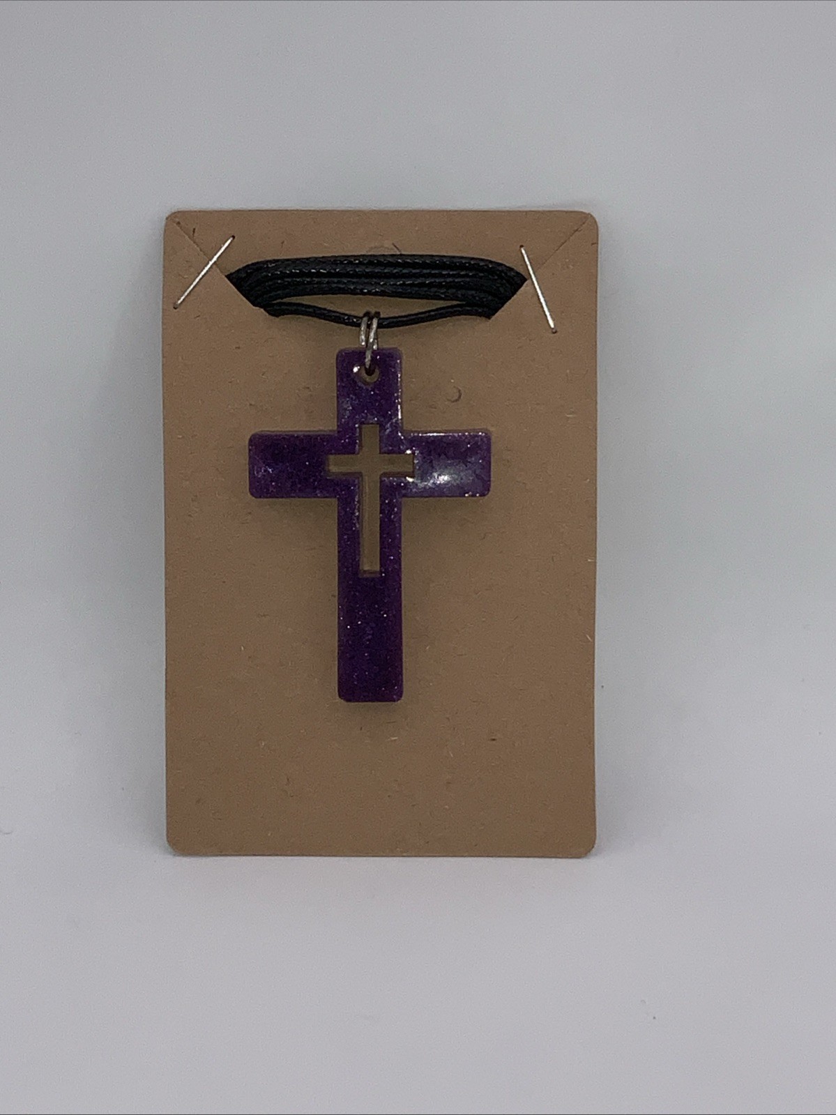 House Of David Handmade Artesian Cross Necklace Purple One Of A Kind 18 in