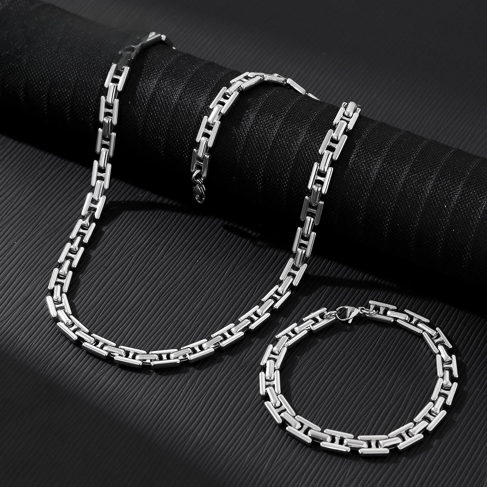 Fade-free Stainless Steel Link Set, Suitable for Men & Women Daily Wear
