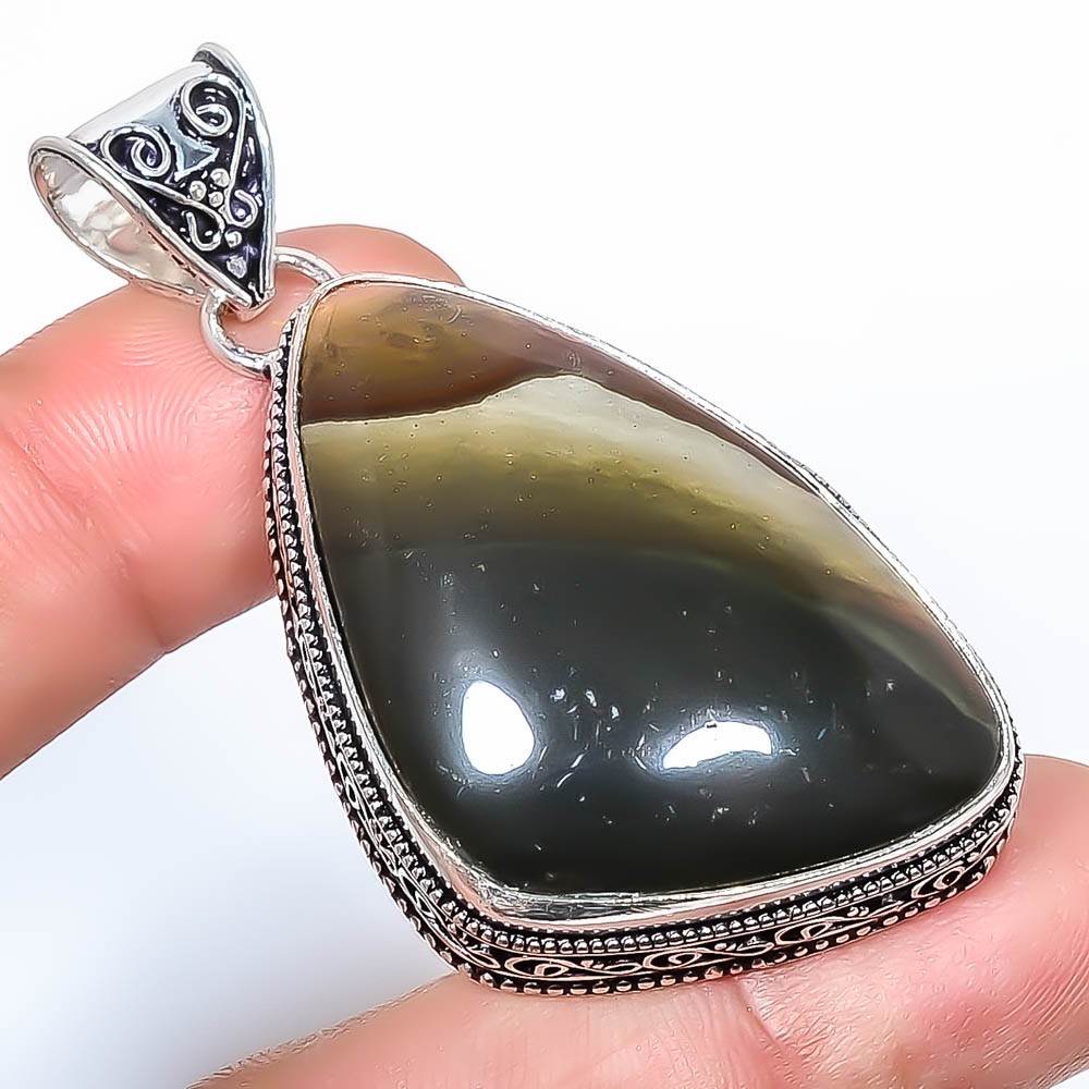 Natural Polychrome Jasper 925 Silver Plated Fine Art Pendant 2.34″ TP-7