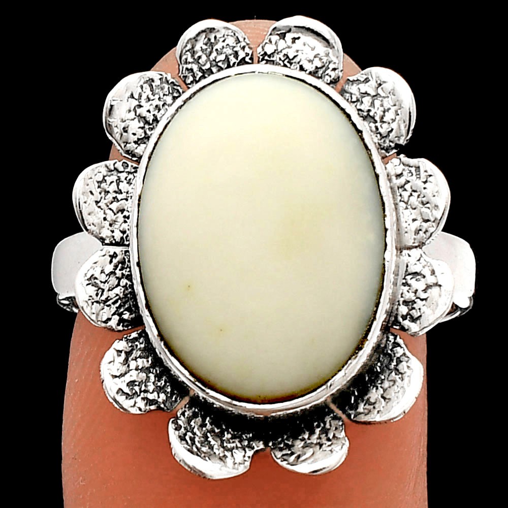 Natural White Opal 925 Sterling Silver Ring s.8.5 Jewelry R-1241