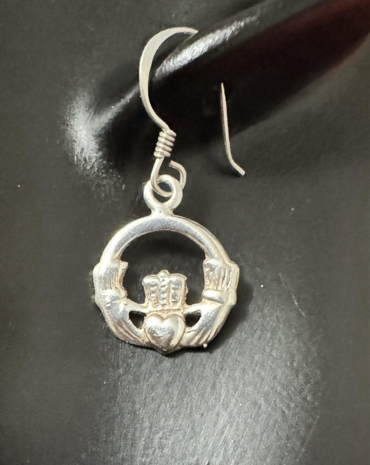 Claddagh Silver Tone Jewelry Set Necklace Earrings Ring Set Includes 3 Pieces