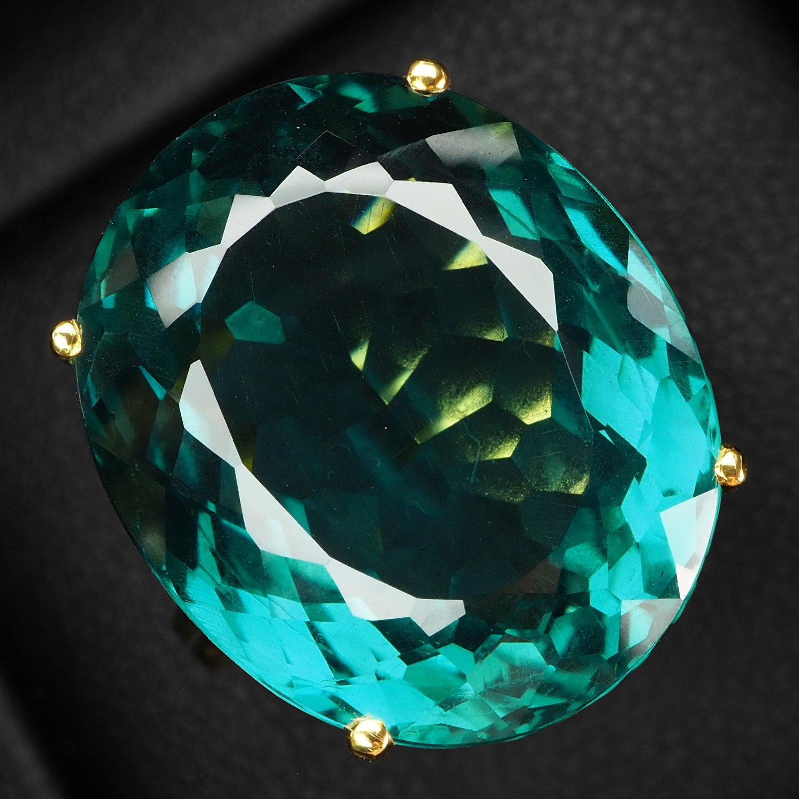 24K Gold 925 Sterling Silver Rings Dazzling Indicolite Green Tourmaline 19.35Ct