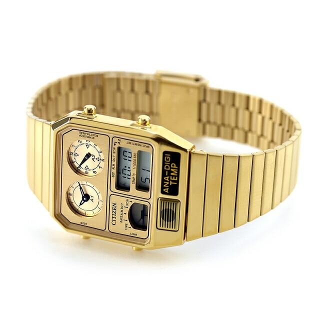 CITIZEN JG2103-56P Metallic Gold ANA-DIGI TEMP Analog Digital Vintage Watch Men