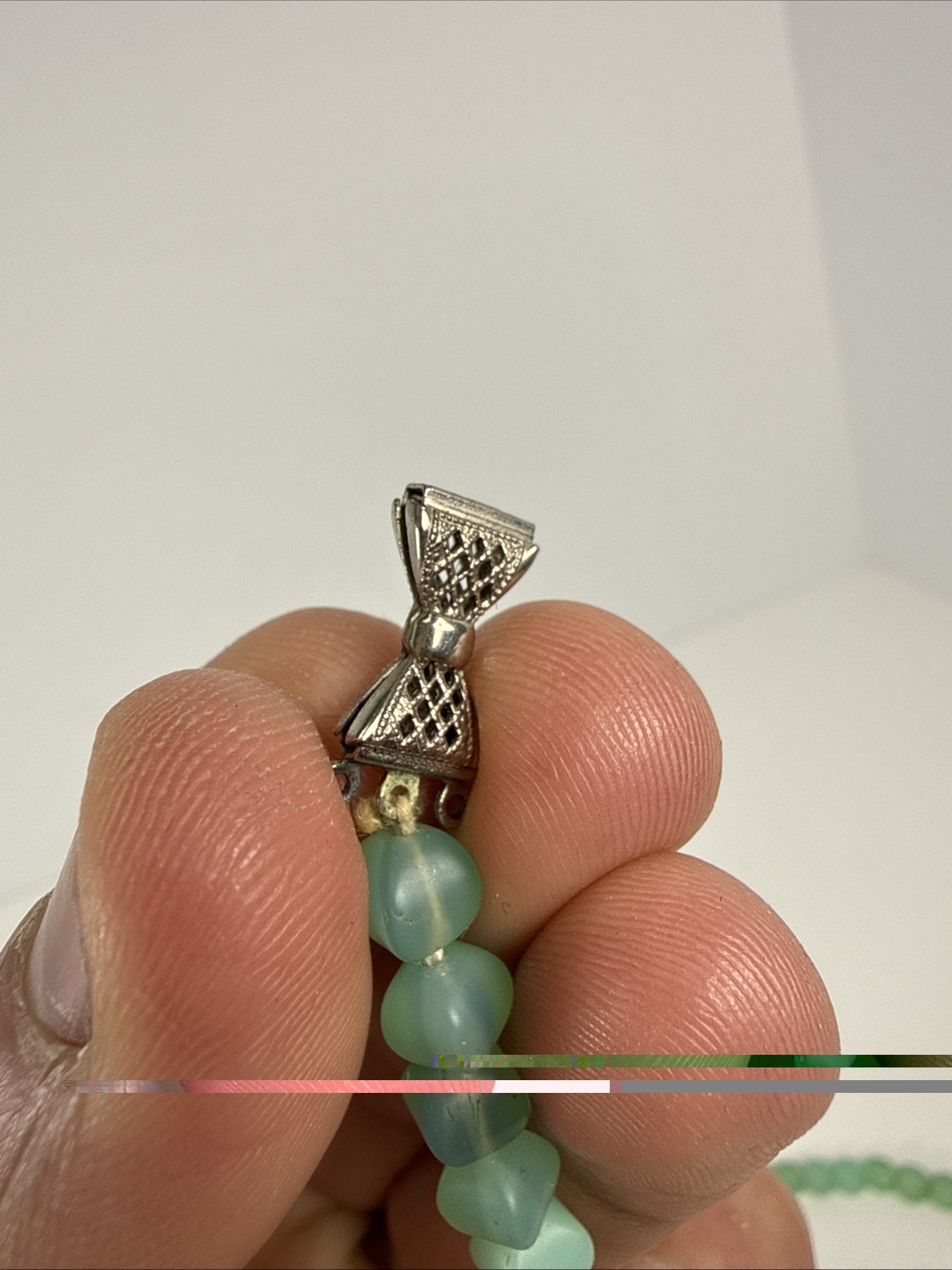 Natural Green Beaded Necklace 16.5in – Vintage