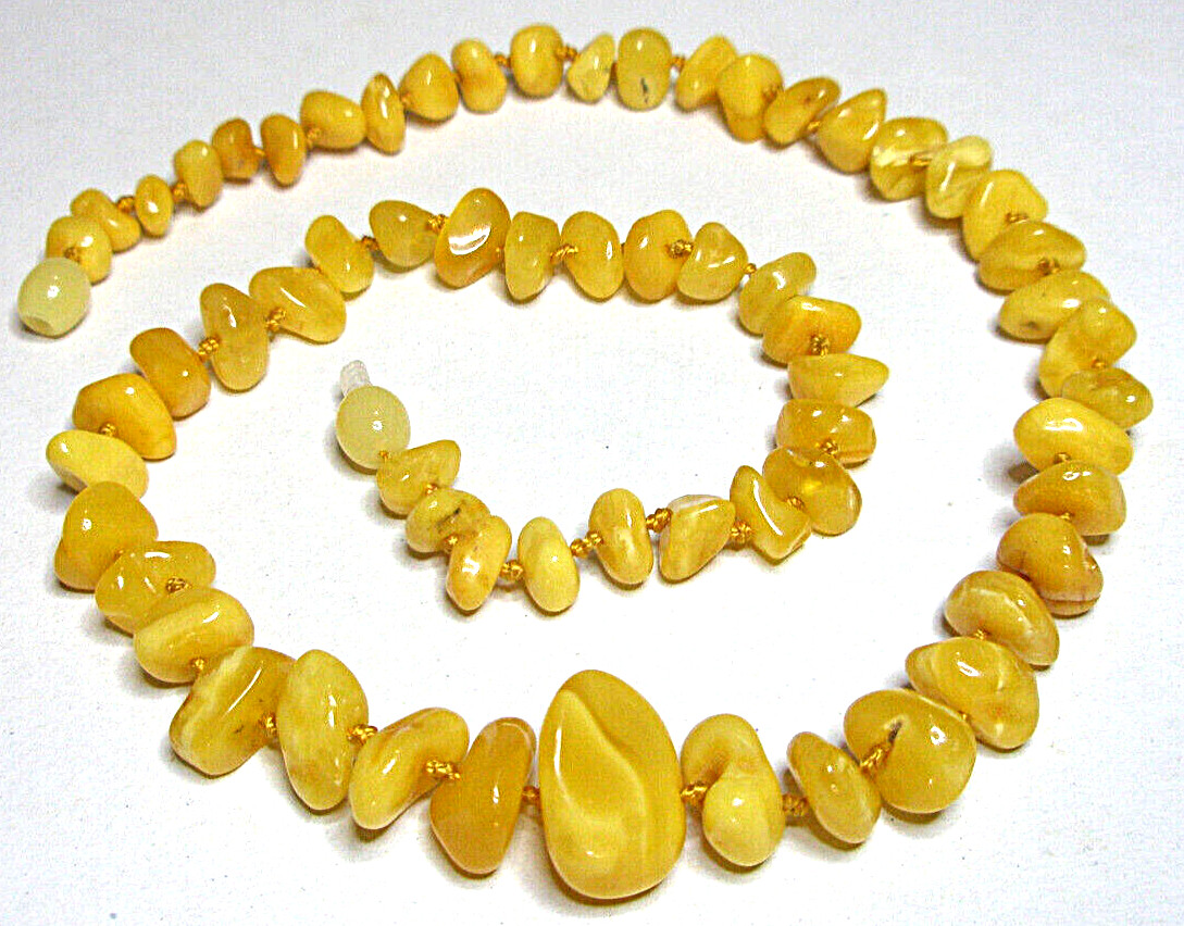 Genuine Baltic Amber Necklace Polished Egg Yolk Butterscotch 46 cm – 18 inch
