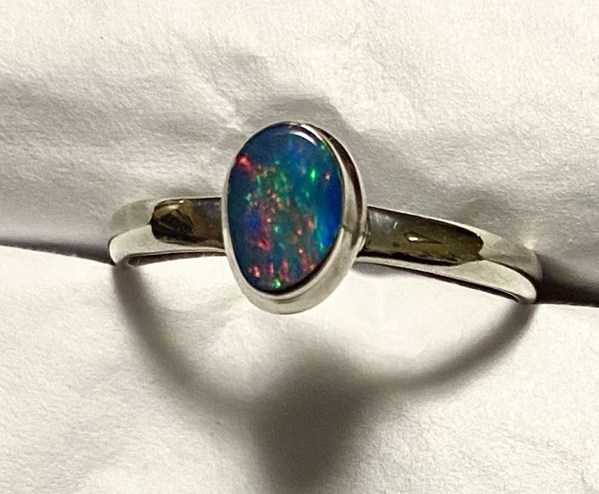 Amazing Natural Australian Opal Ring 925 Sterling Silver Size 8🌹