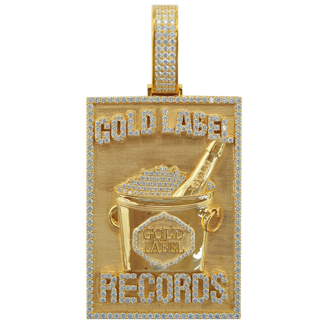 1 ct Round Cubic Zirconia Men’s Custom Pendant in 14k Yellow Gold Plated