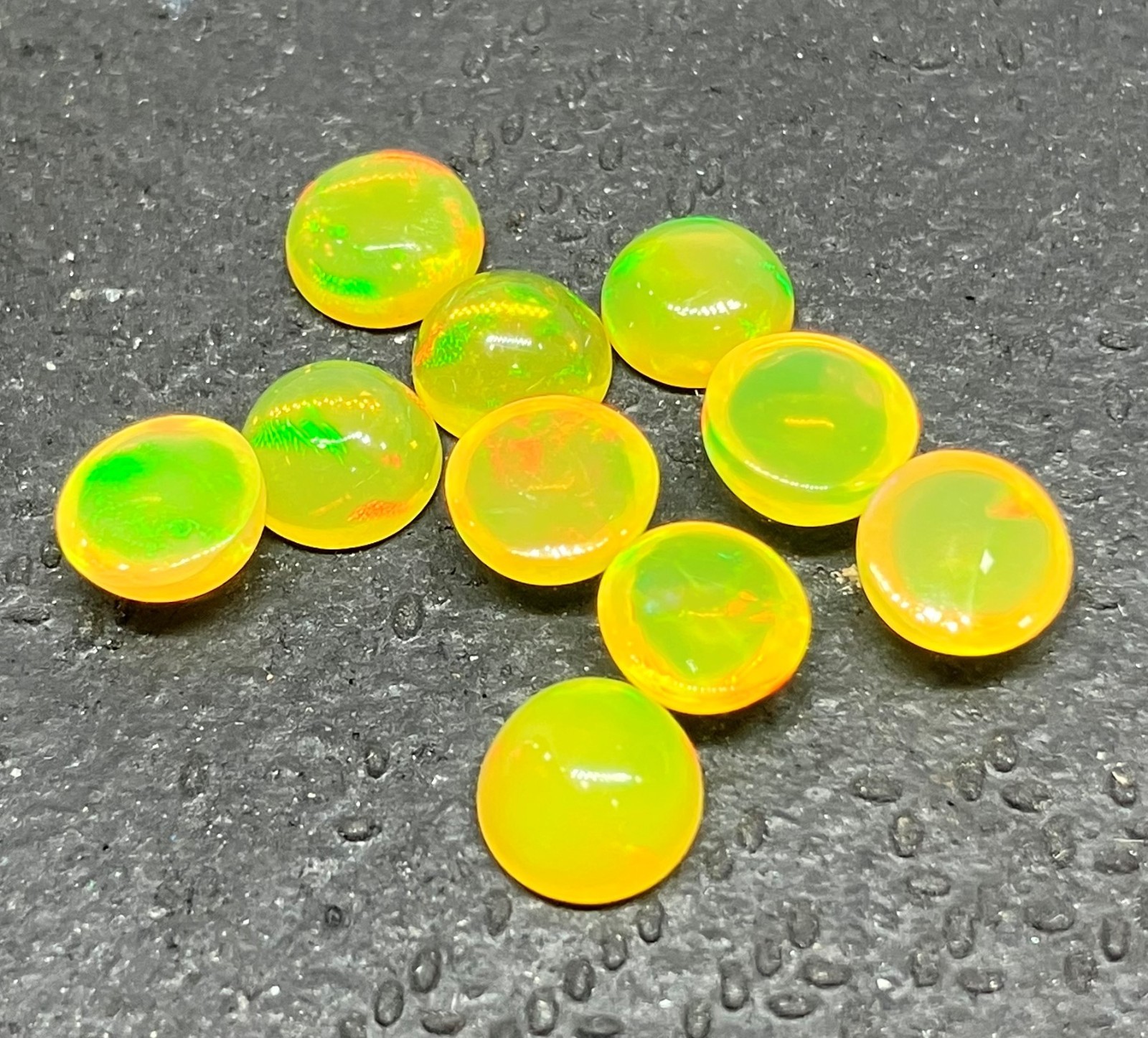 Opal Round Flat Back AAA Natural Ethiopian Yellow Loose Gemstone For All Jewelry