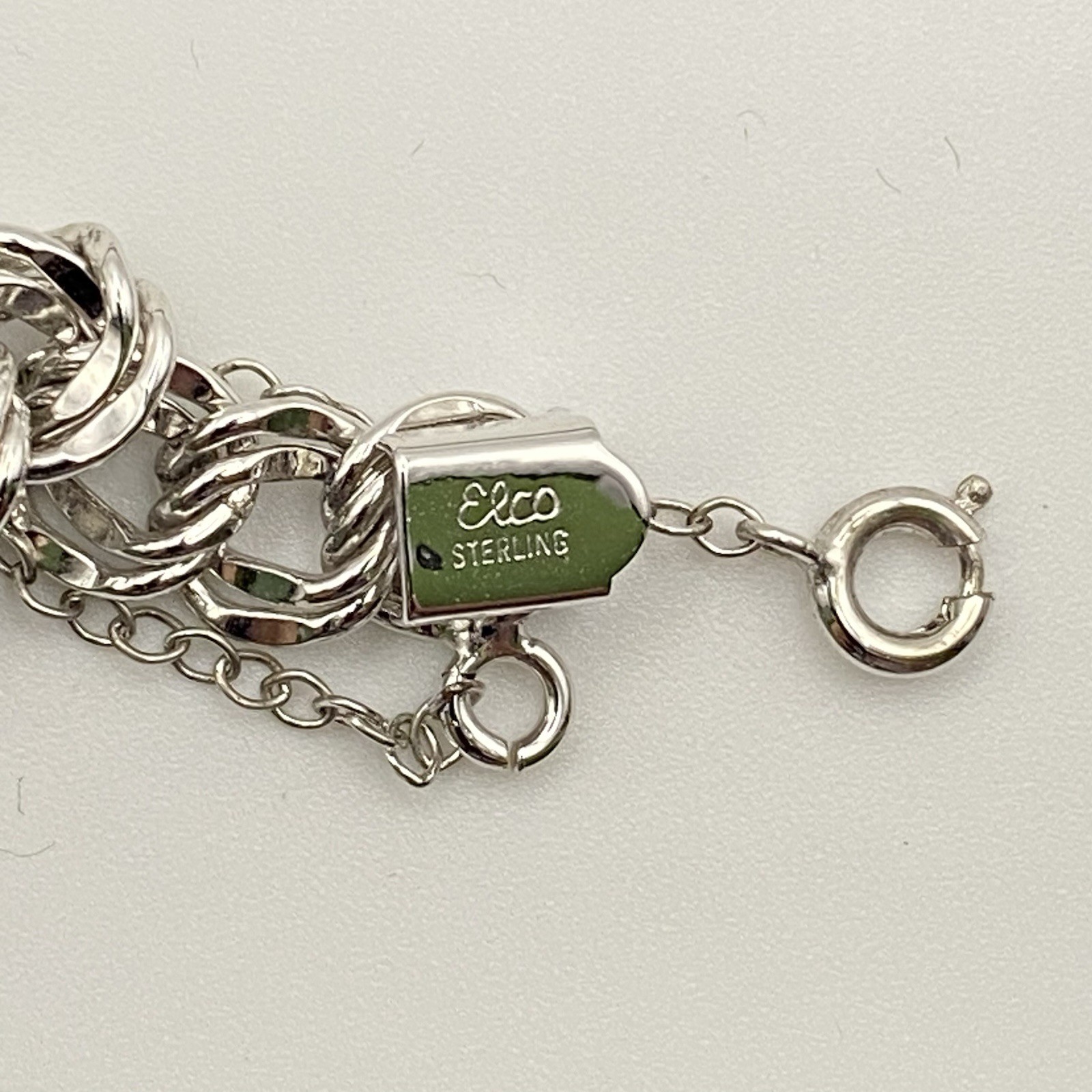 Vintage 70’s Sterling Silver 7″ Variety Charm Bracelet Double Link Safety Chain