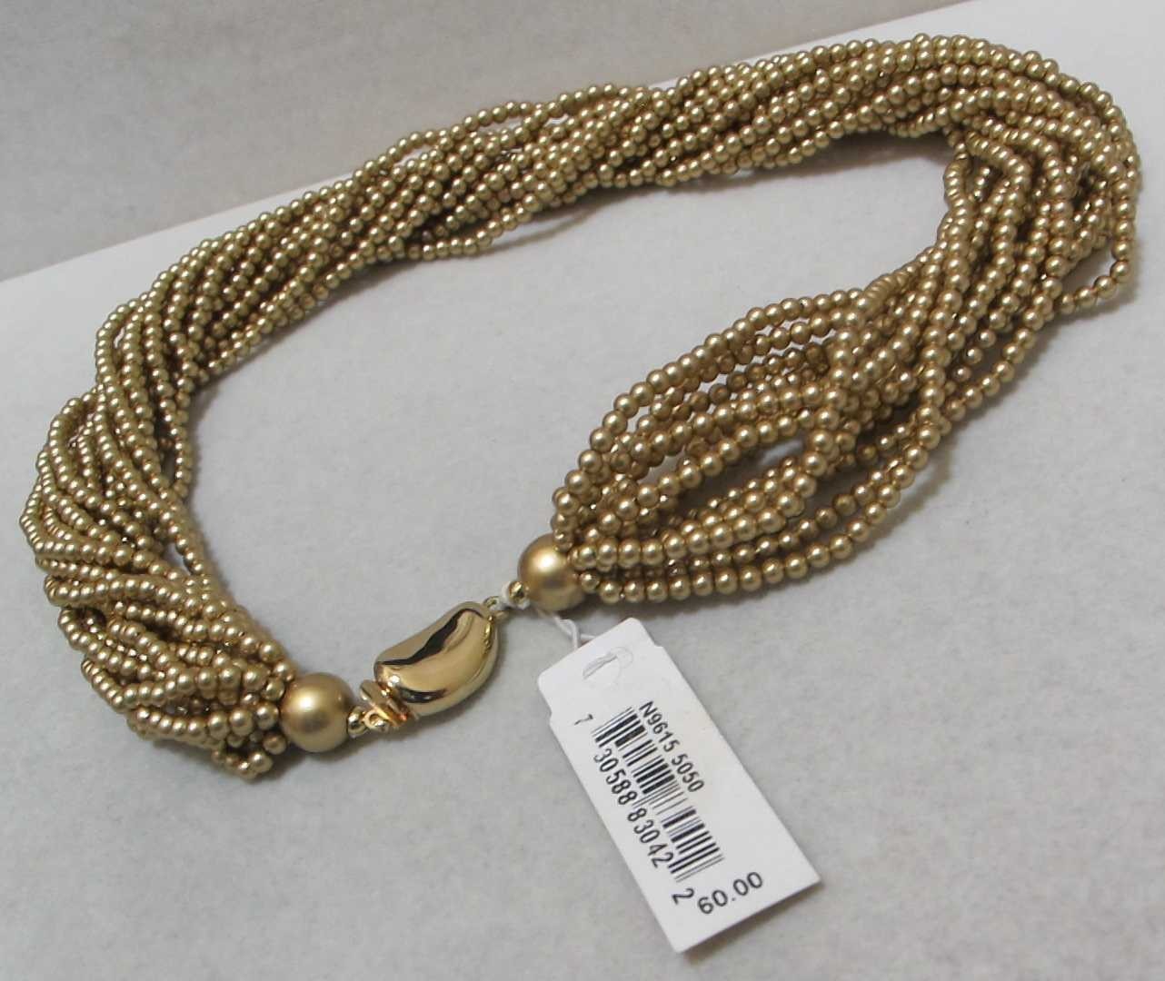 CAROLEE 16-Strand 17” Matte Gold Tone Beads Torsade Necklace $60 NWT