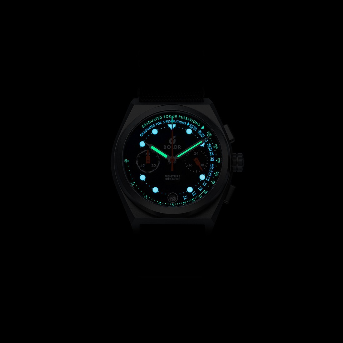 BOLDR FIELD MEDIC I Chronograph Mecca-Quartz Titanium Black Fabric Men’s Watch