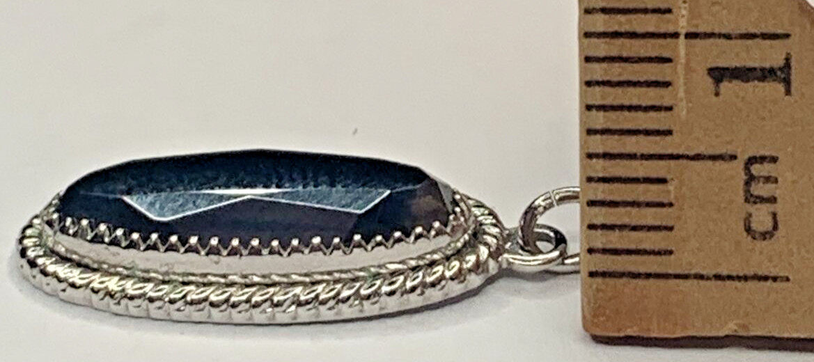Vintage Signed WMCO Wheeler Navajo Sterling 925 Faceted Hematite 1” Pendant 3G
