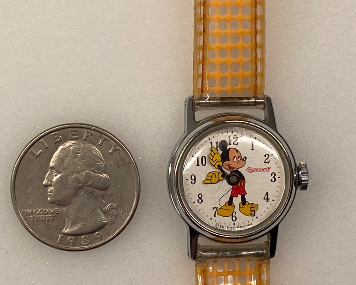 Vintage Ingersoll Mickey Mouse Mechanical Wind Up Watch Runs Great