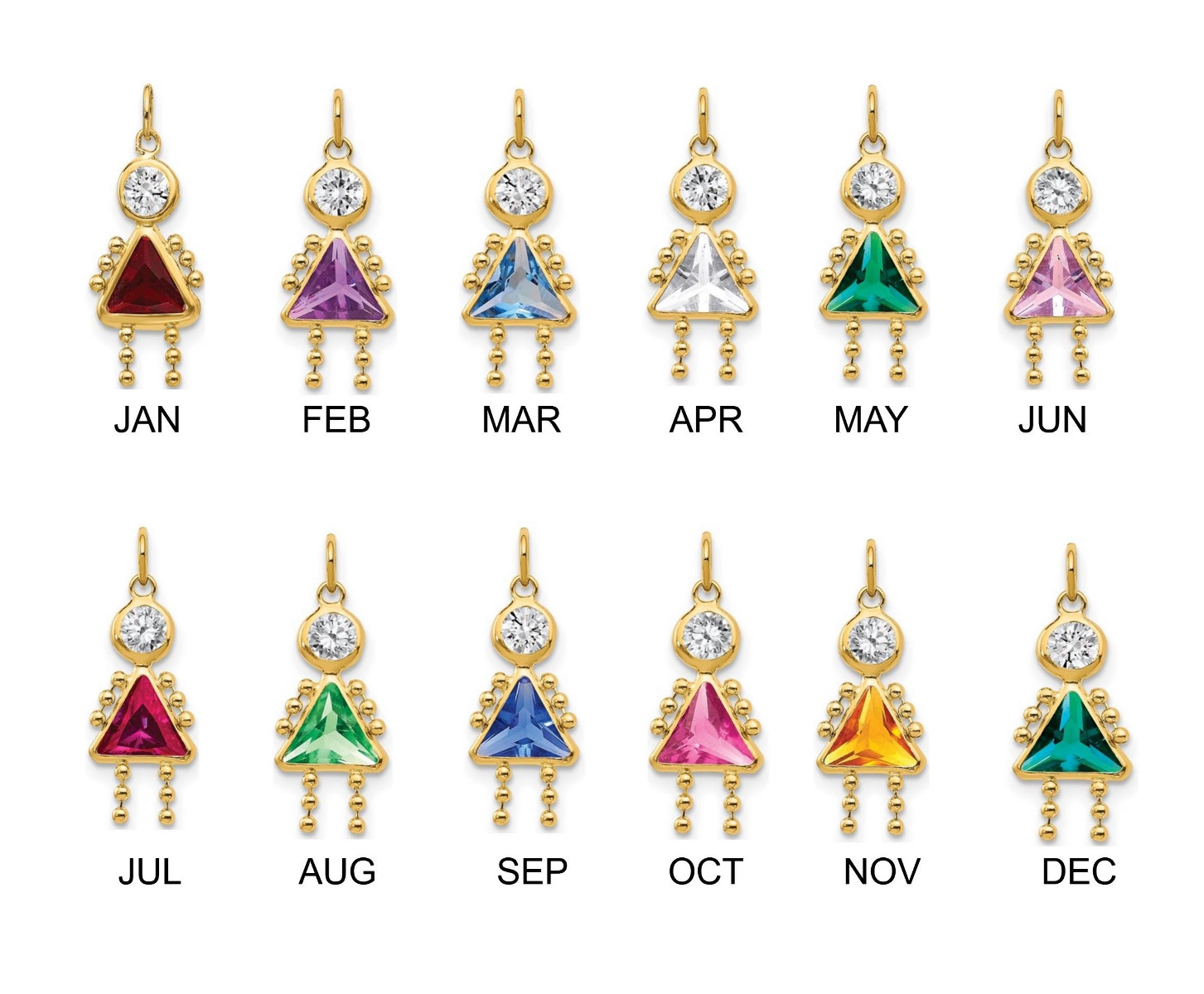 10K 14K Yellow Gold Birthstone All Months Girls Boys – Pendants for Moms