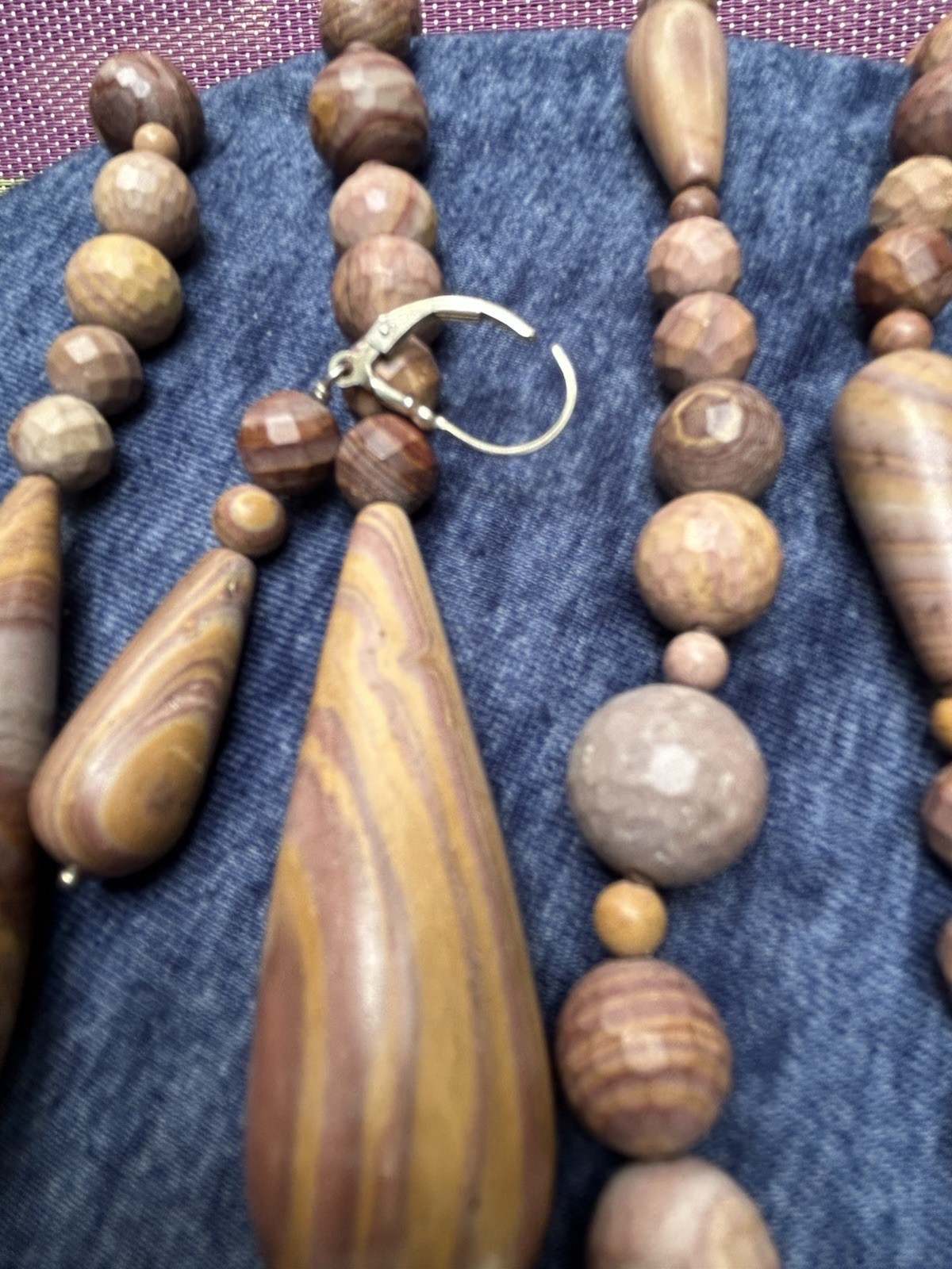 Vintage Jay King Mine Finds Mochazin Swirl Quartzite Neclace and Earring set