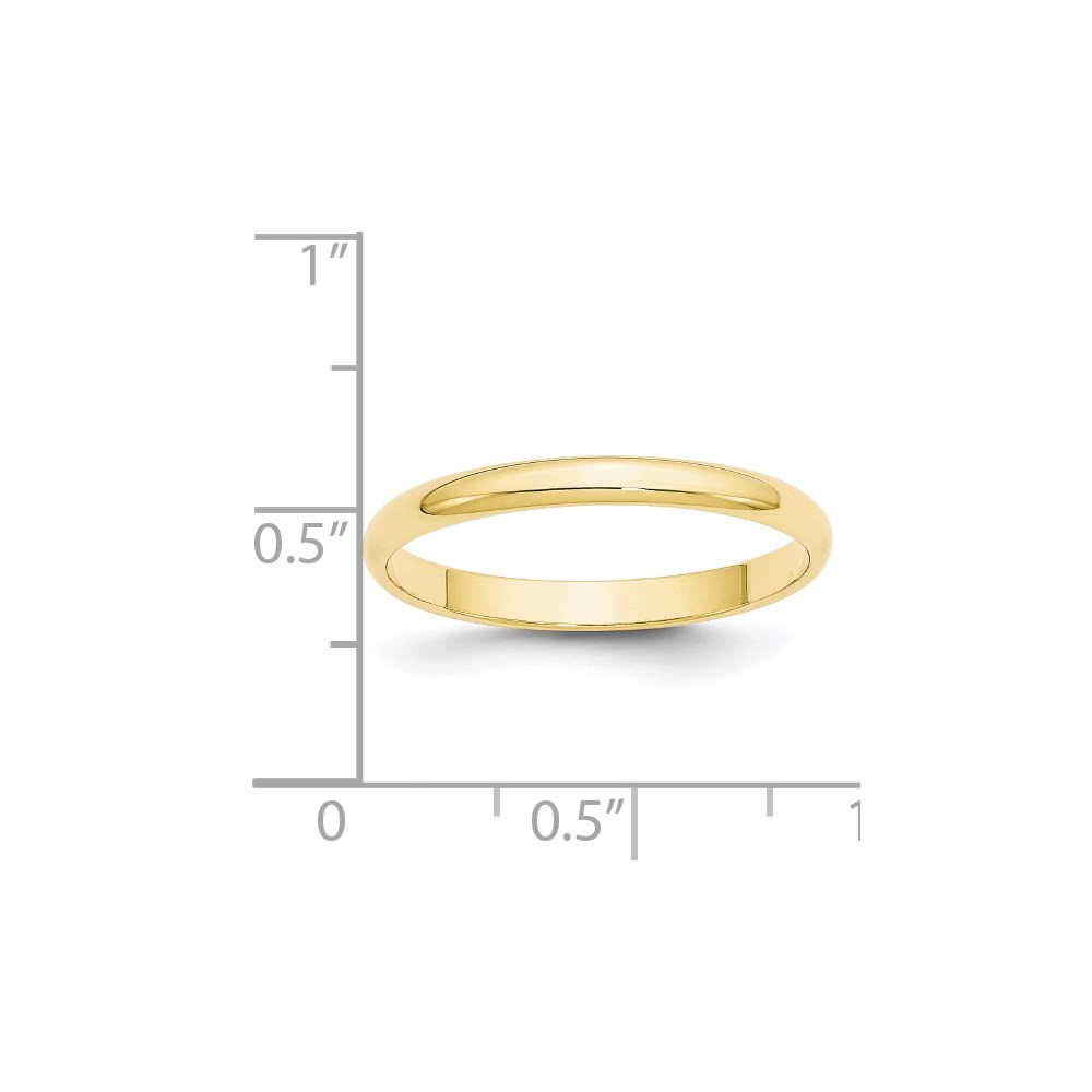 10k Yellow Gold 2.5mm Lightweight Half Round Wedding Band Ring Size 10 for Men