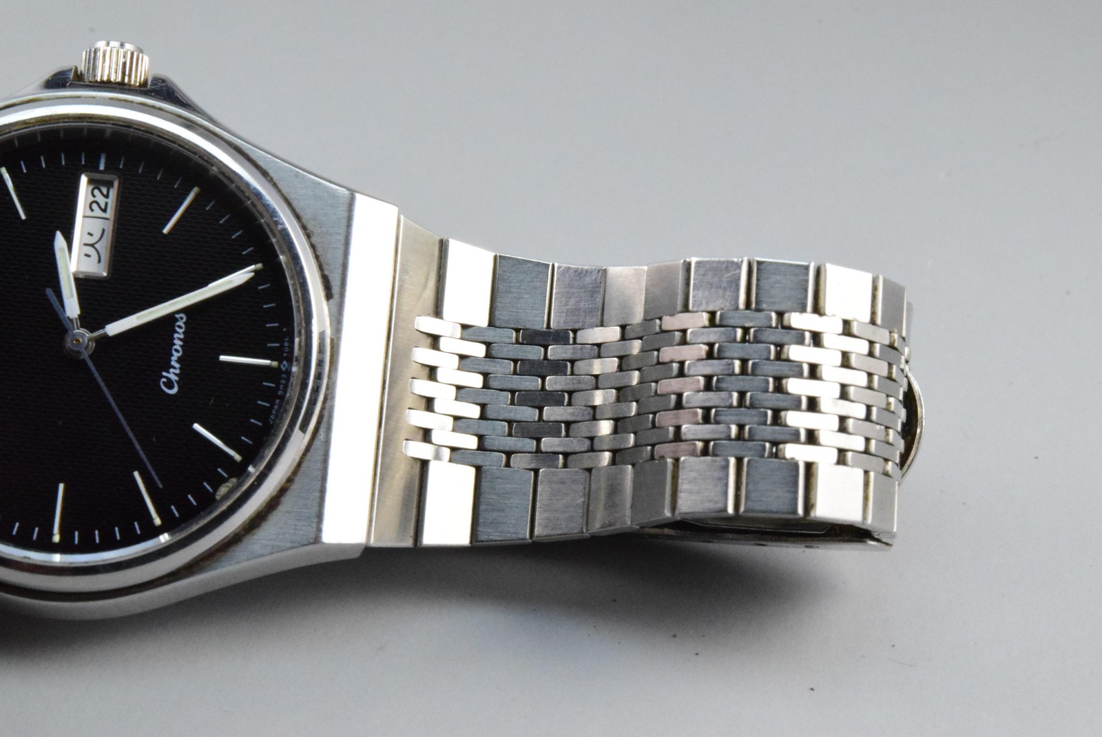 Vintage watch Seiko Chronos 5H23-7D20 Black Men Quartz Round 38mm