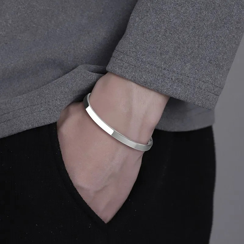 Men’s Fashion Jewelry Gold Silver Or Black Cuff Stainless Steel Bracelet Hot USA