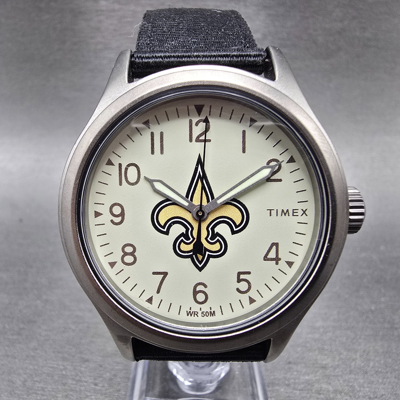 Timex Clutch New Orleans Saints Watch Men 41mm White Dial Steel New Battery