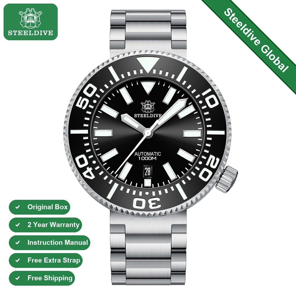 STEELDIVE SD1976P Mens 48mm 1000M Automatic Dive Watch NH35 Sapphire Steel