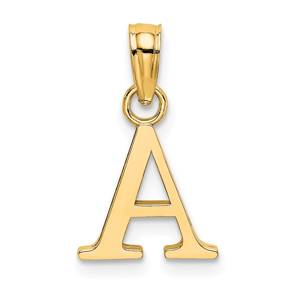 14k Yellow Gold Block Letter A Initial Pendant 0.27gm L-0.63 in,W-0.41 in