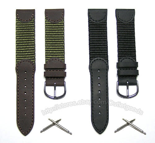 17mm 18mm 19mm 20mm Leather & Nylon Replacement Watchband Strap for Sports Watch