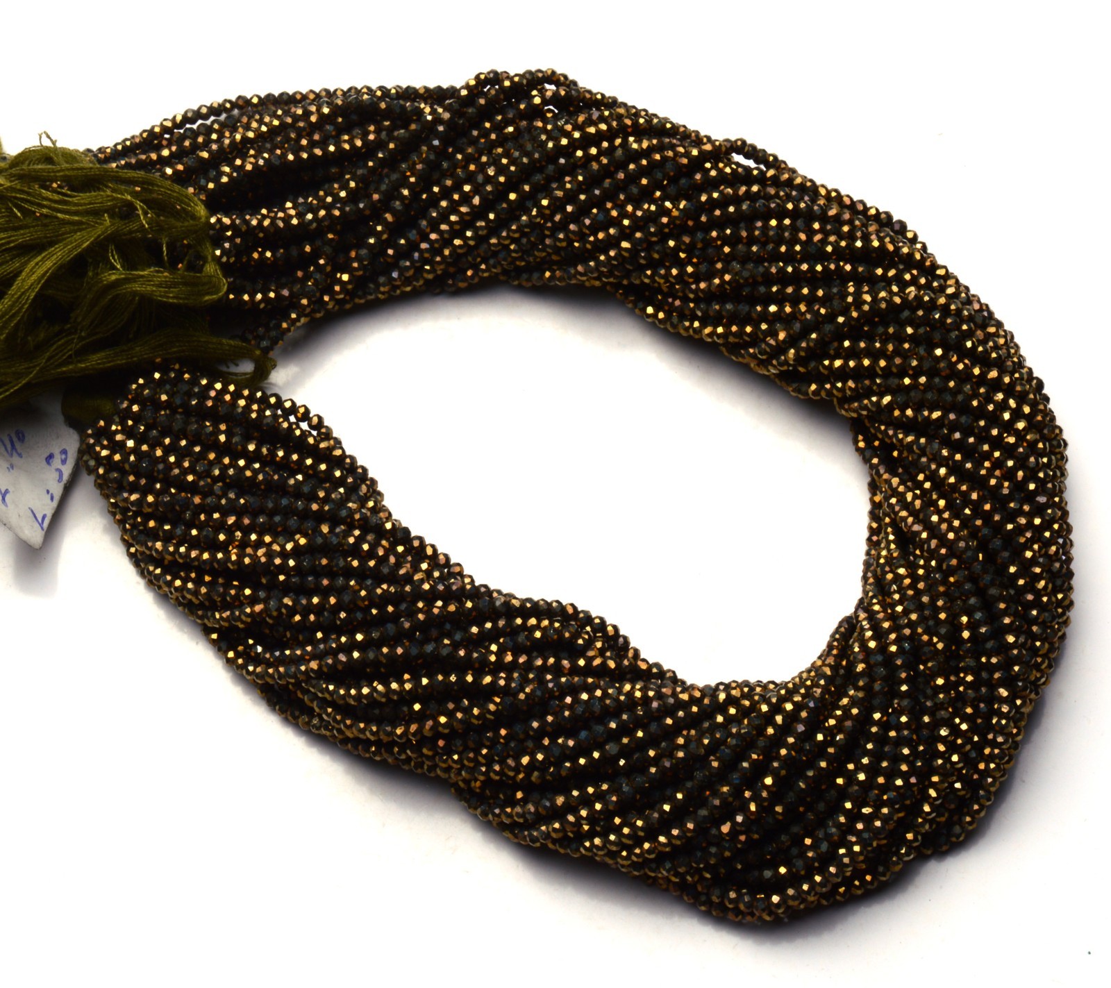 Natural Gemstone Golden Pyrite Micro Faceted 2.5MM Round Beads 13″ Strand