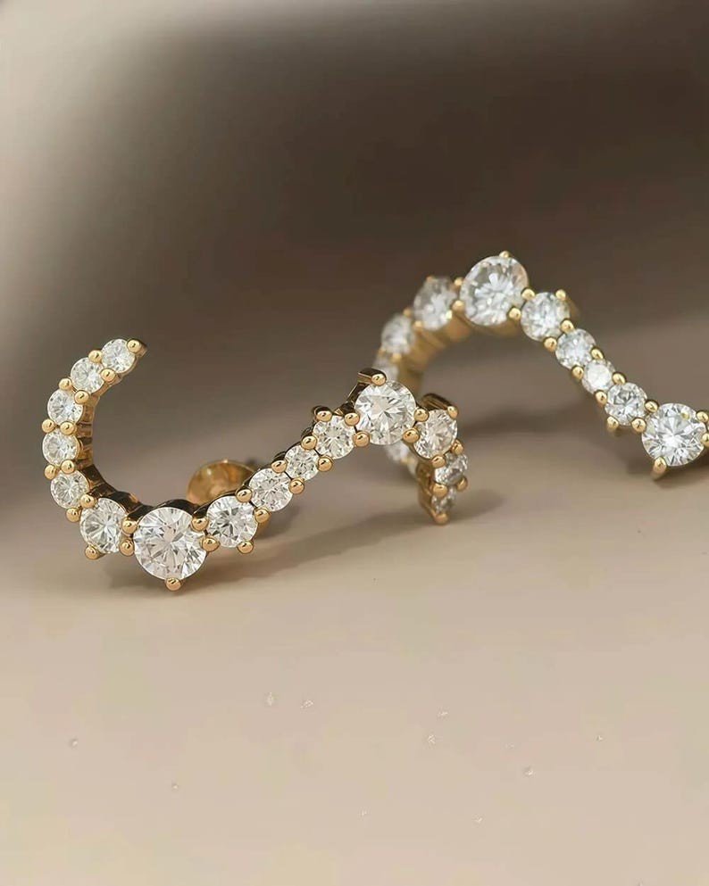 14k Yellow Gold Round Cut Natural Diamond Cluster Earrings For Wedding Sale !