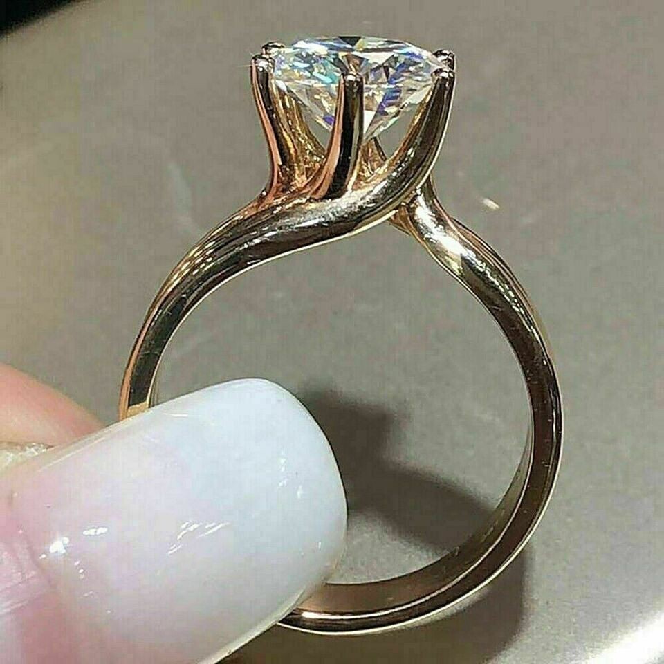 3ct Round Cut Lab Created Diamond Engagement Ring 14k Yellow Gold Finish