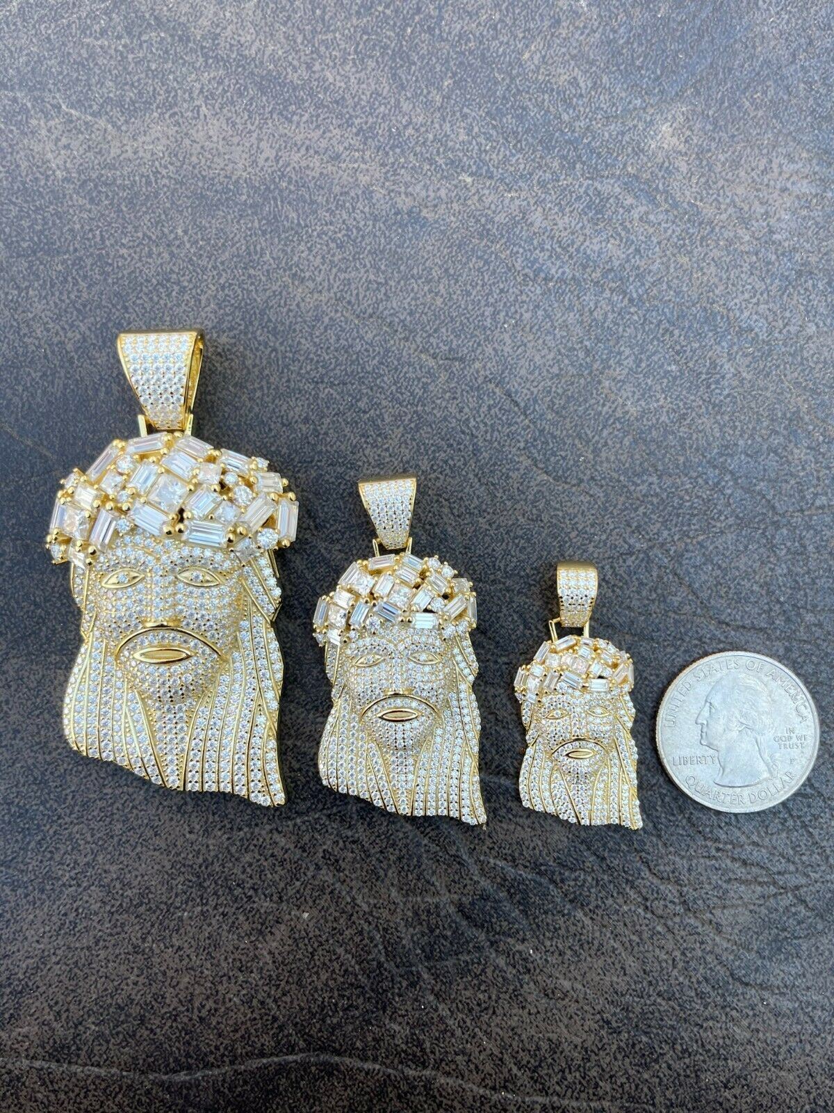 Iced Baguette MOISSANITE Gold Plated Jesus Piece Pendant Passes Test Out Hip Hop