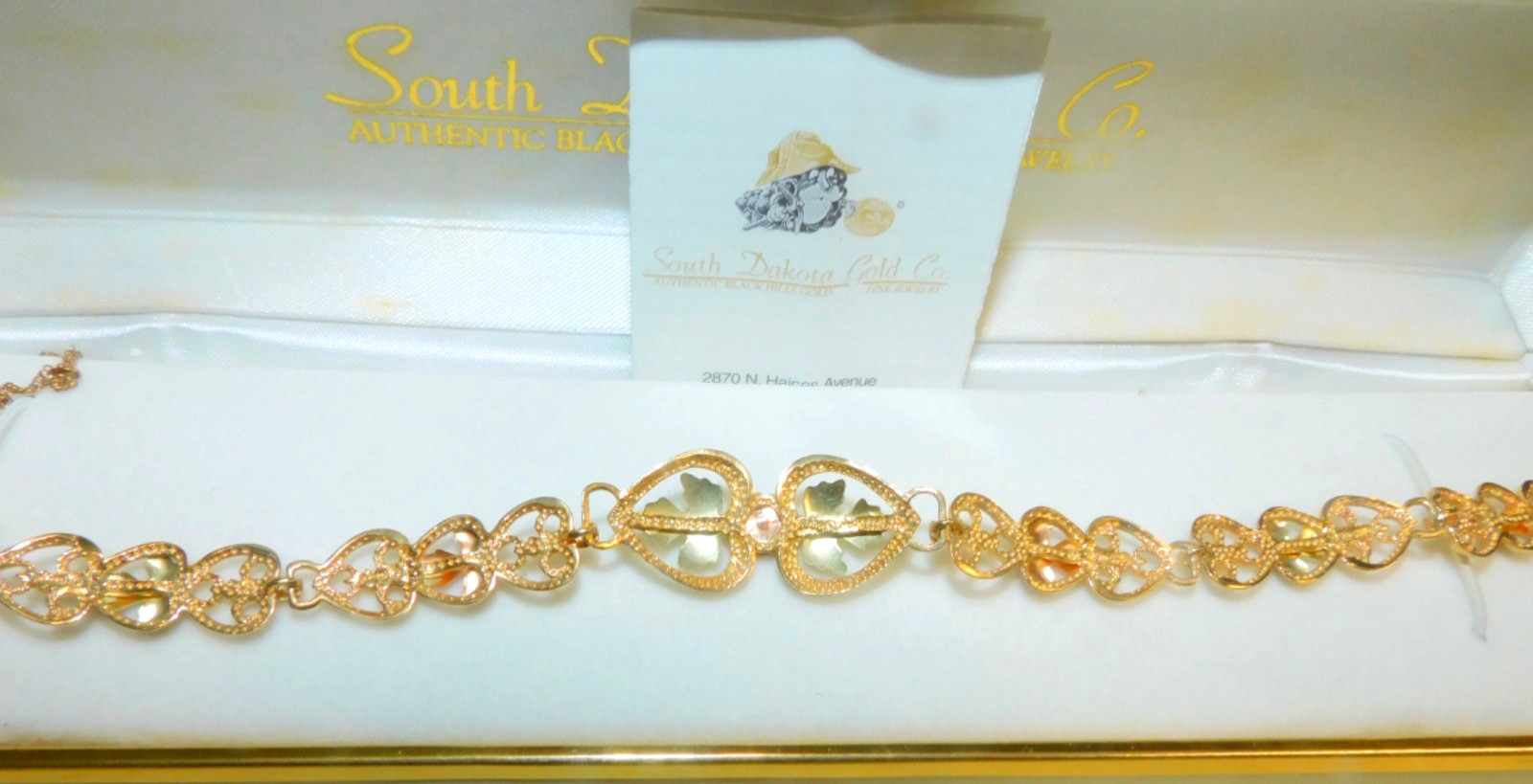 Black Hills Gold 10k Heart Rose Link Bracelet