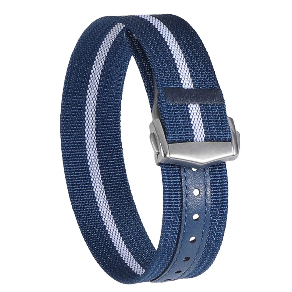 Nylon Watch Strap for Omega 20mm Military Green Ribbed Deployant Buckle Band